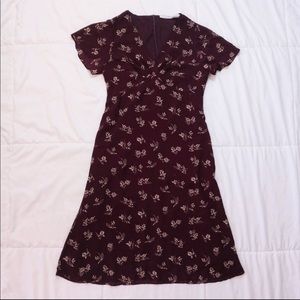 Purple Midi Dress with Tan Floral Pattern | 6